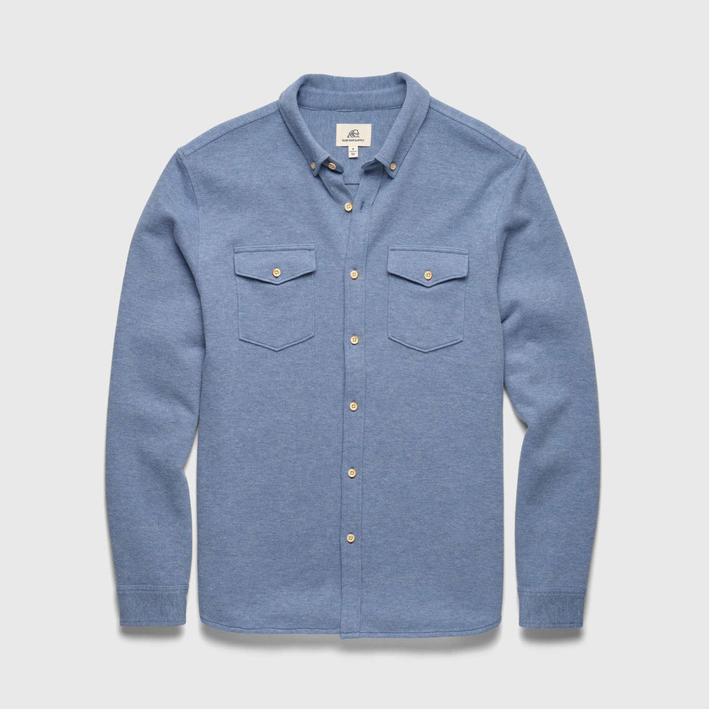 Rib Knit Shirt - Slate Blue Heather