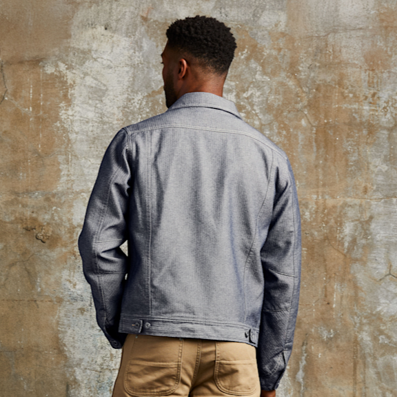 Indigo Herringbone Trucker Jacket
