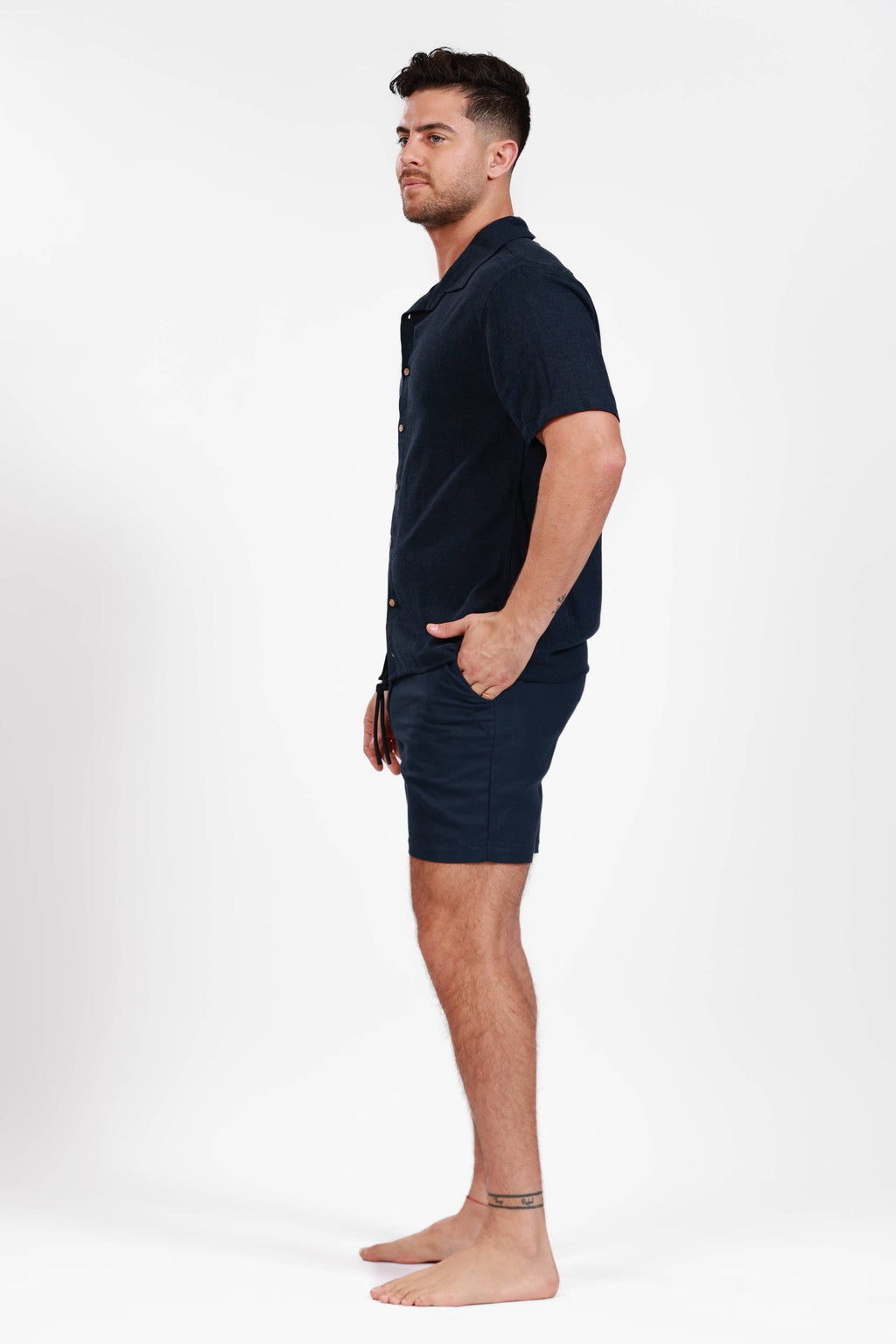 Navy Linen Shorts