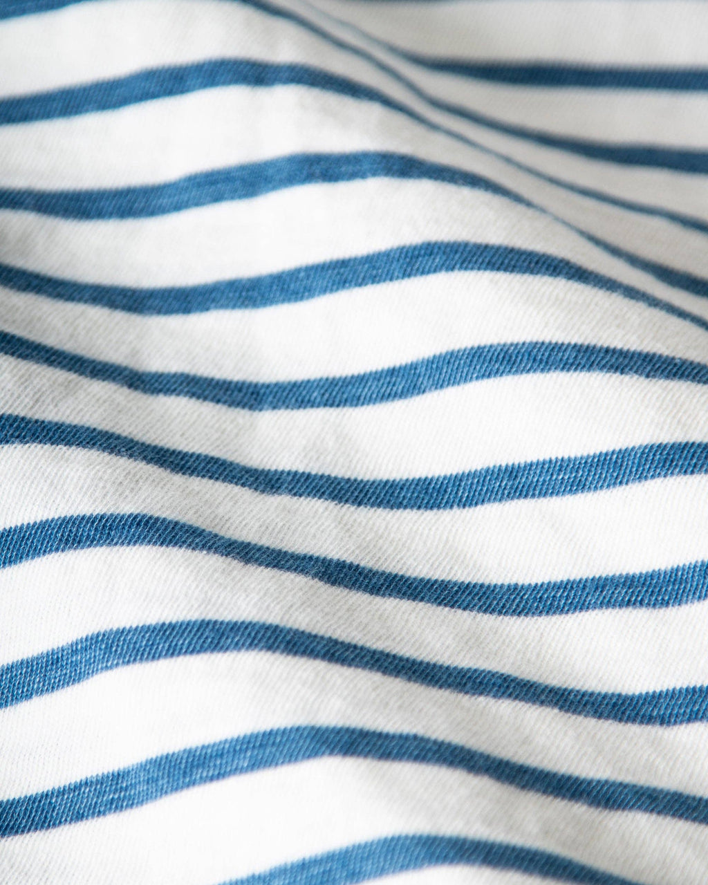 Long Sleeve White Indigo Stripe Polo