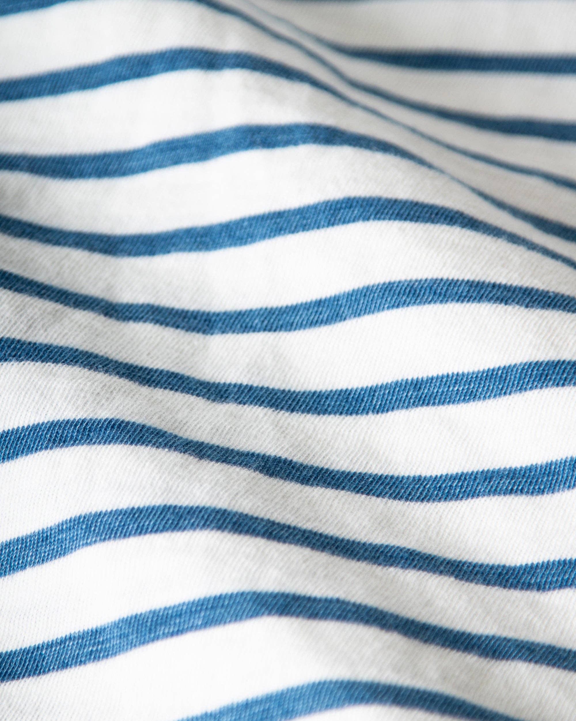 Long Sleeve White Indigo Stripe Polo