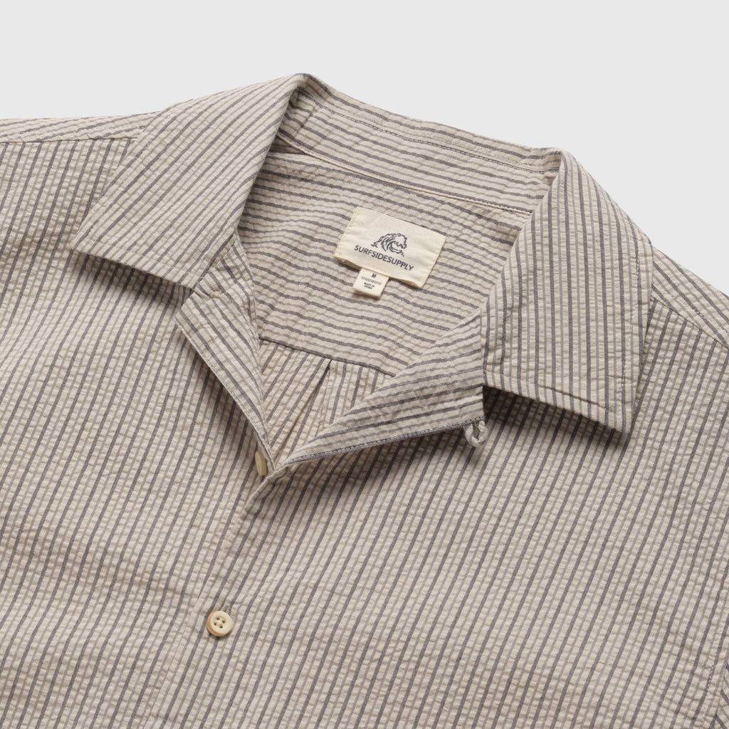 Crinkle Stripe Cabana Shirt - Shale