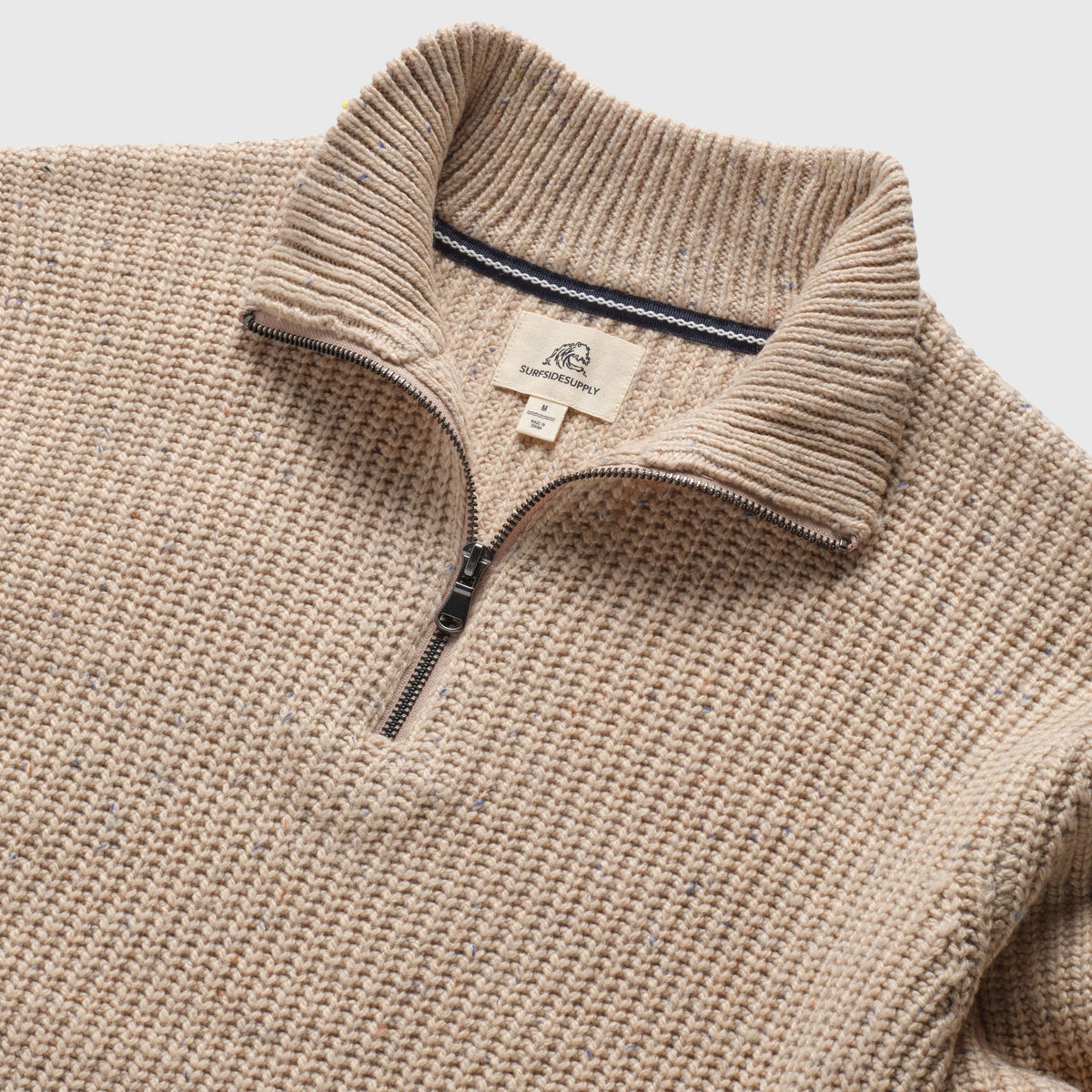 Cable Knit Quarter-Zip - Sand Speckle