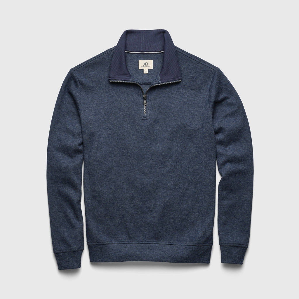 Heather Fleece Quarter Zip - Navy Blazer