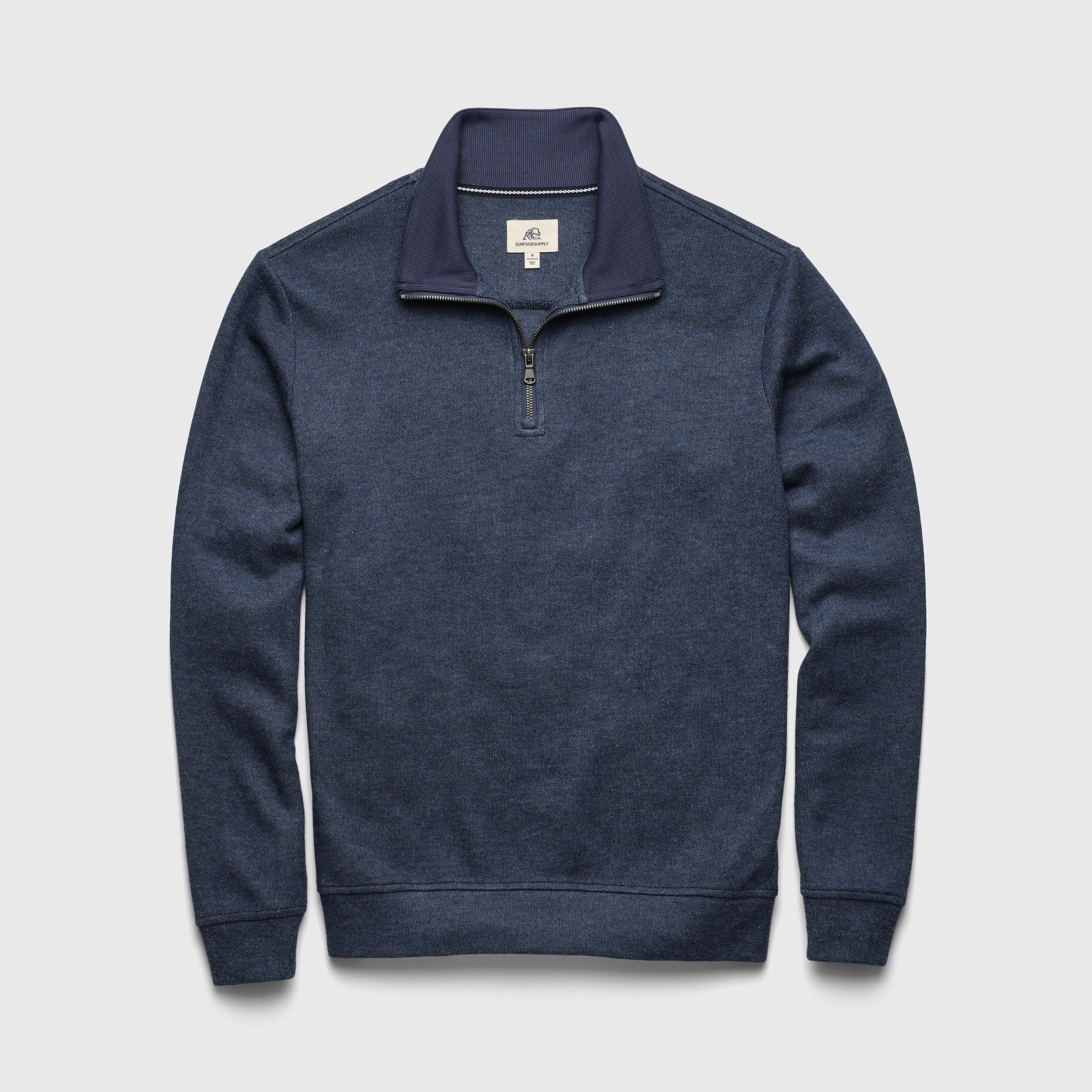 Heather Fleece Quarter Zip - Navy Blazer