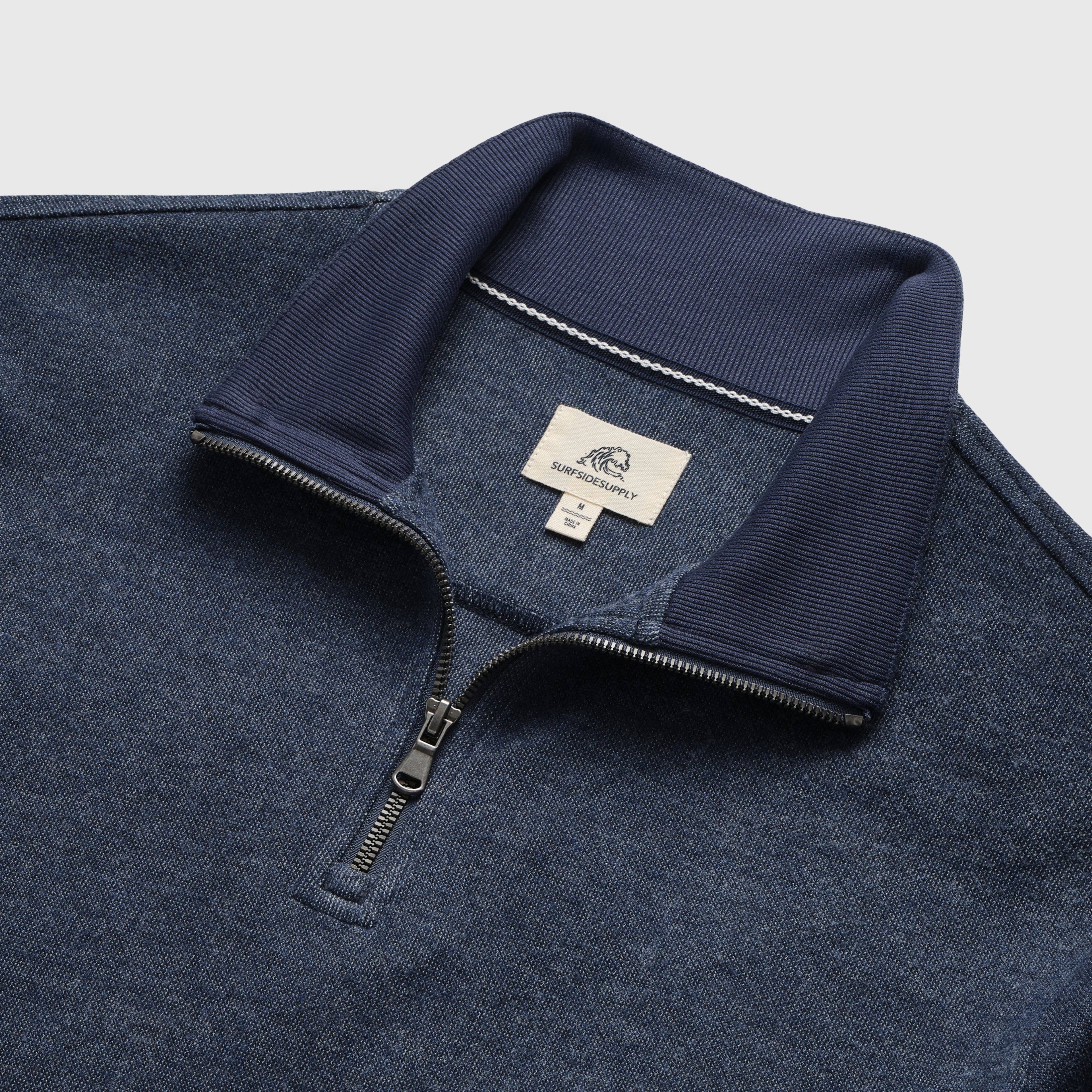 Heather Fleece Quarter Zip - Navy Blazer
