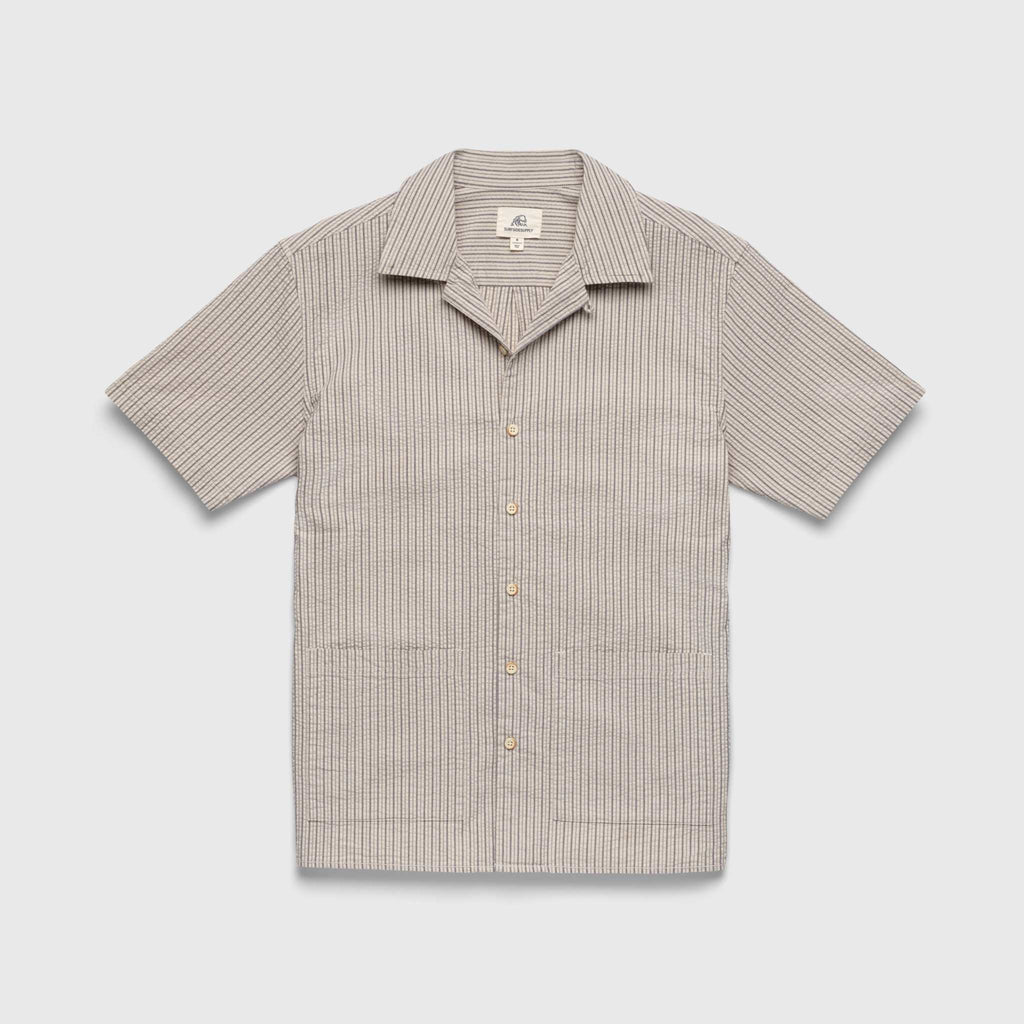 Crinkle Stripe Cabana Shirt - Shale