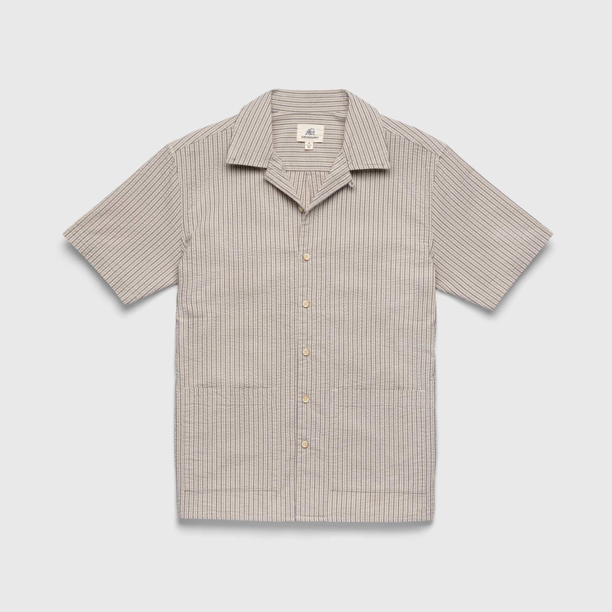 Crinkle Stripe Cabana Shirt - Shale