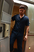 Linen Short Sleeve Shirt - Navy