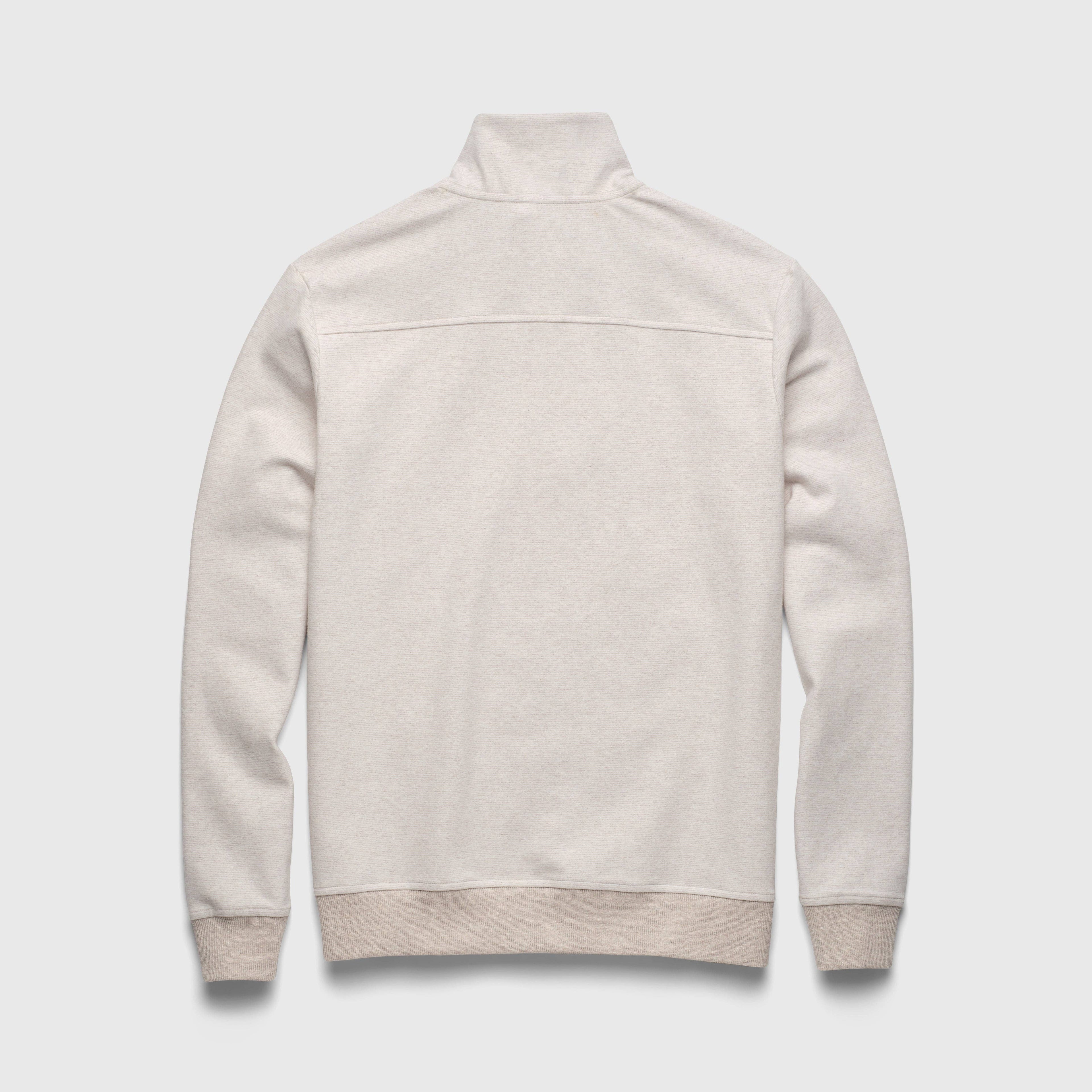 Stripe Fleece Quarter Zip - Taupe Heather