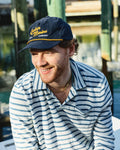 Long Sleeve White Indigo Stripe Polo