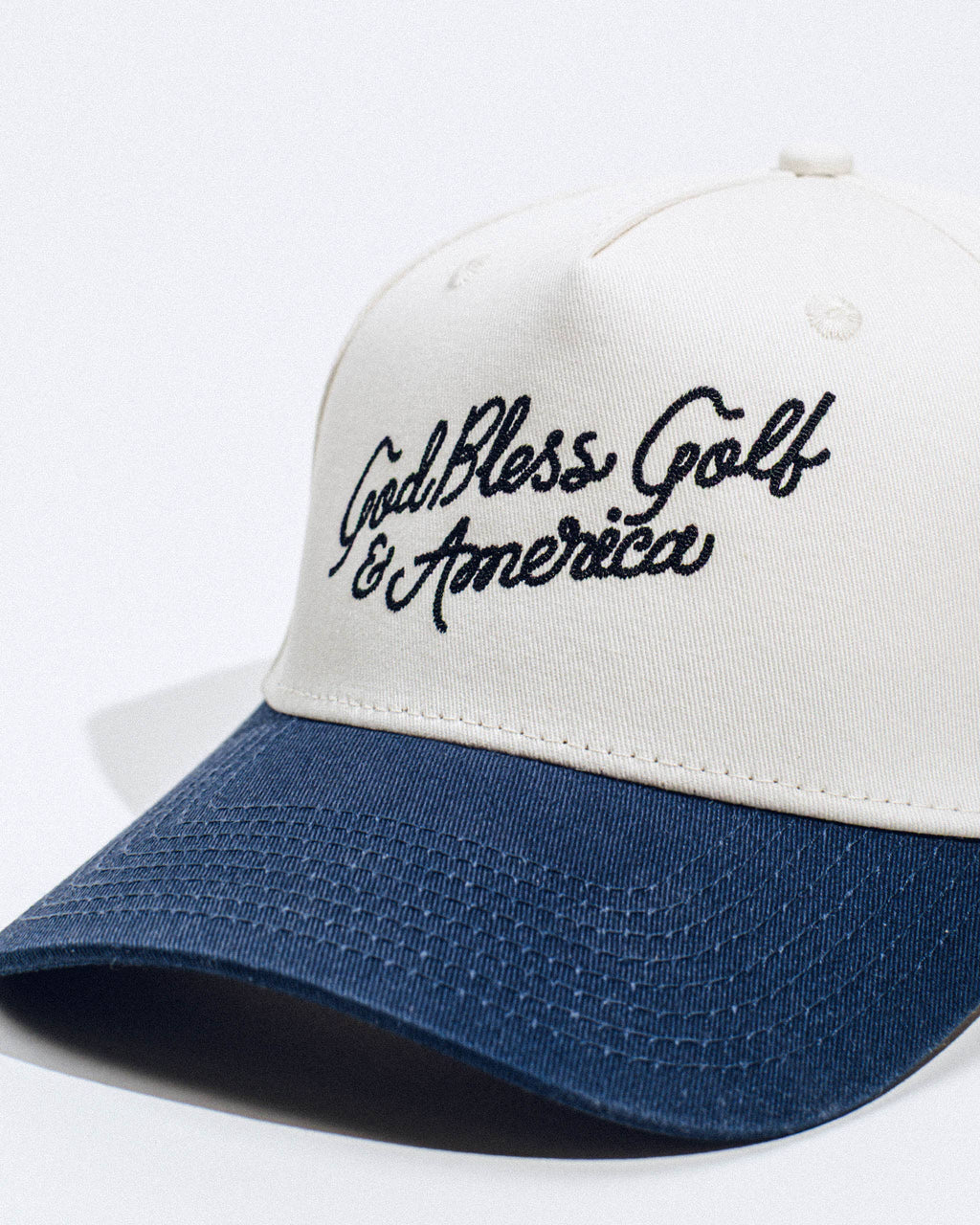 God Bless Golf + America Hat - Bone / Navy