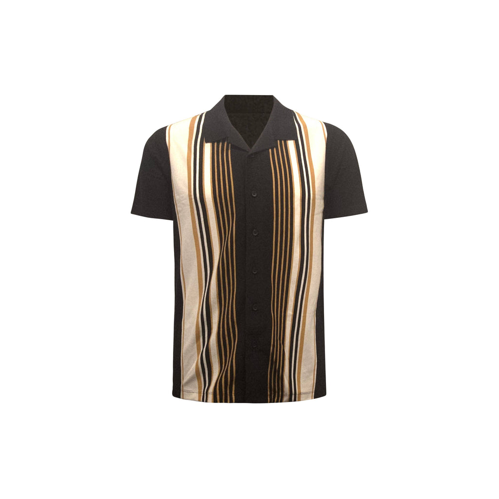 Black Stripe Pique Camp Shirt