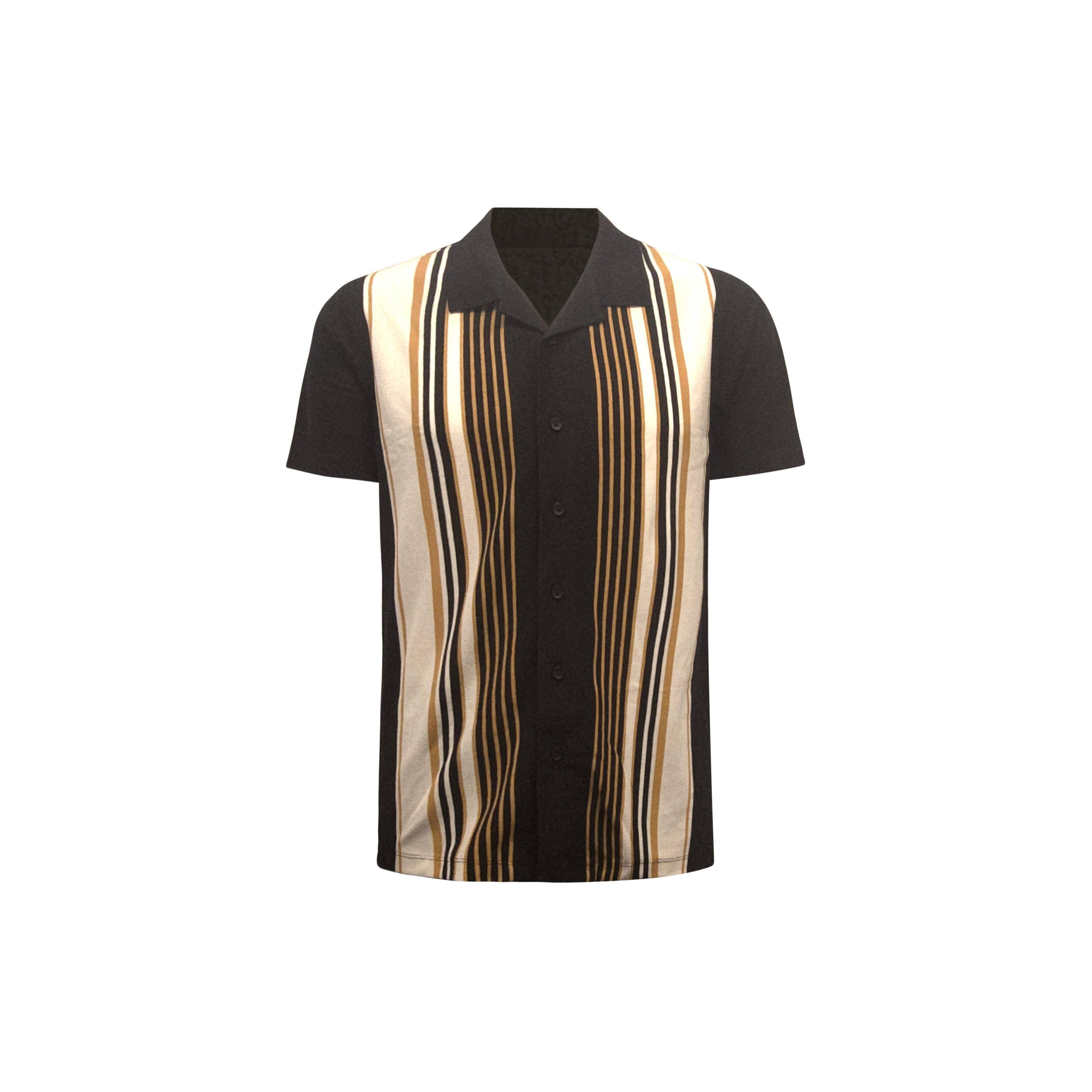 Black Stripe Pique Camp Shirt