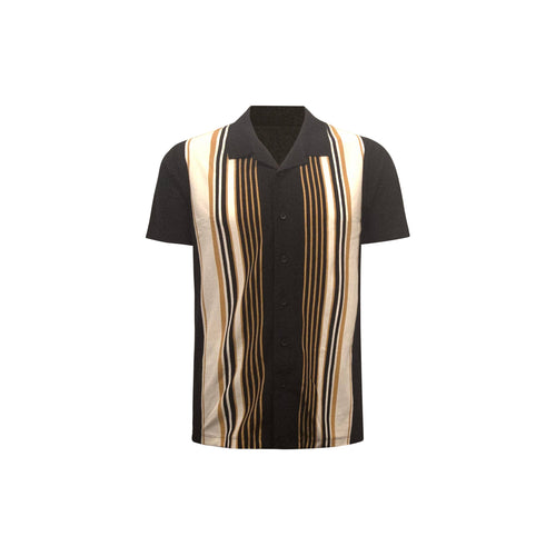 Black Stripe Pique Camp Shirt