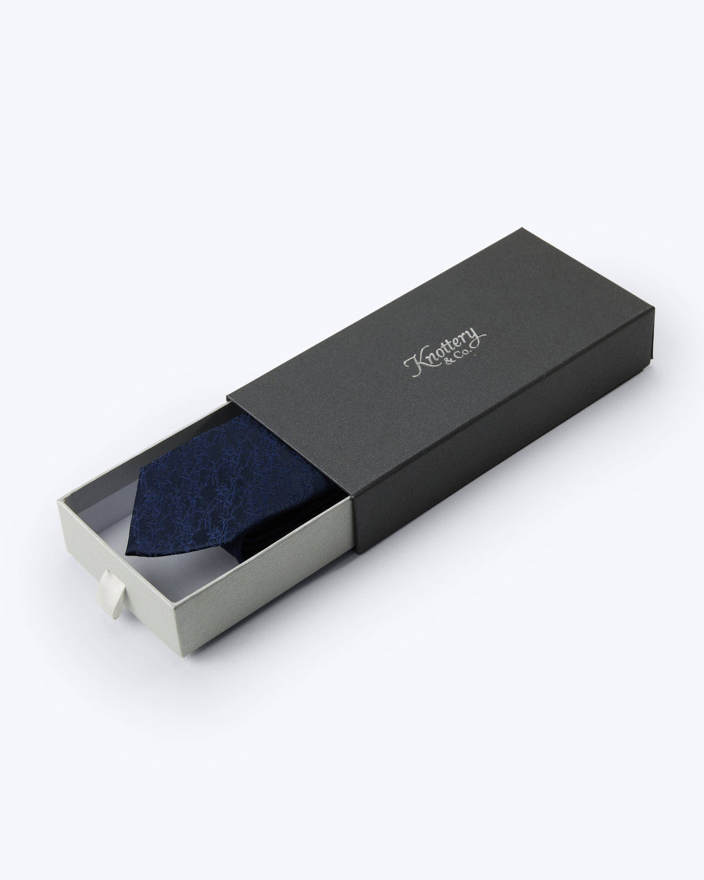 Bark Weave Silk Jacquard Tie - Navy
