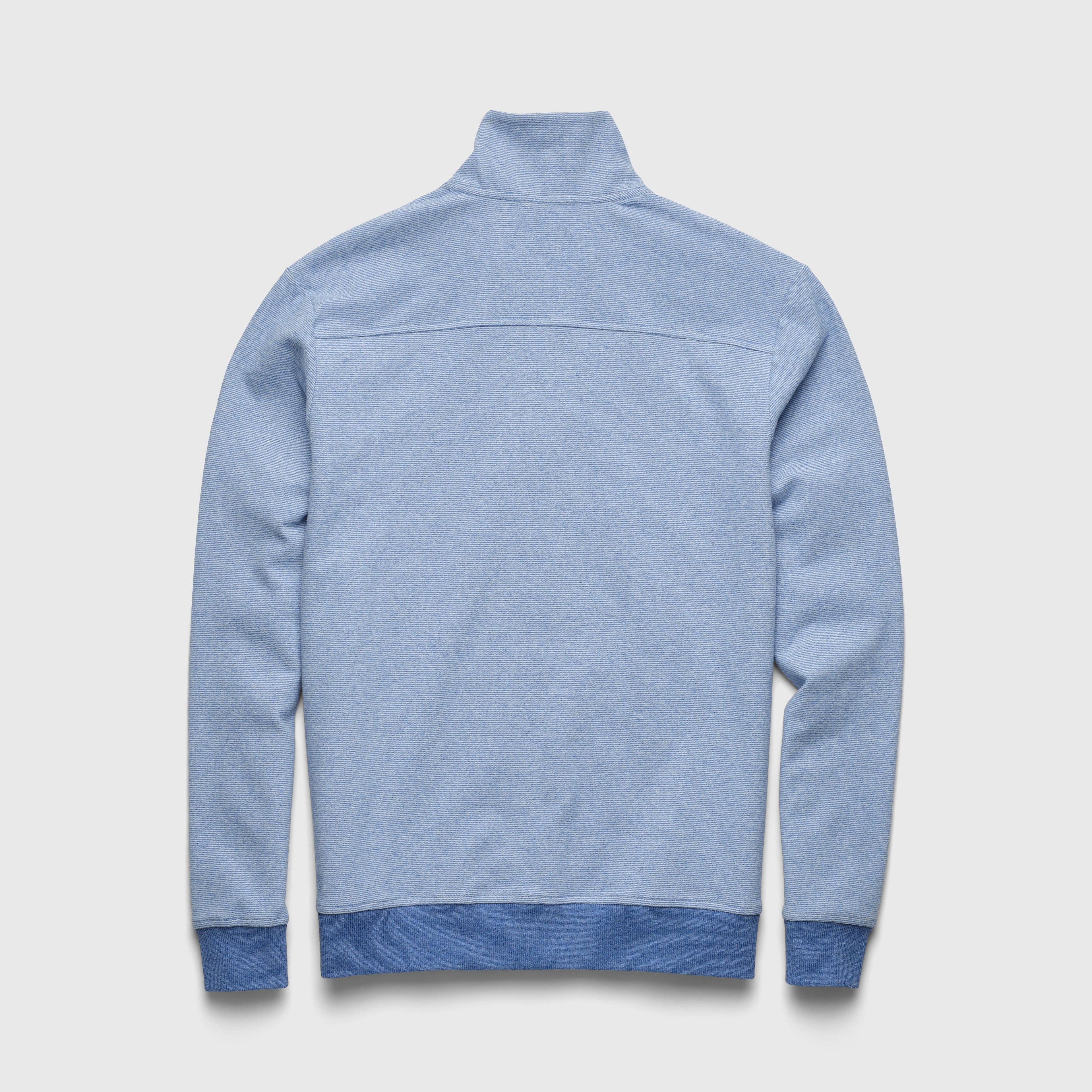 Stripe Fleece Quarter Zip - Sapphire Blue