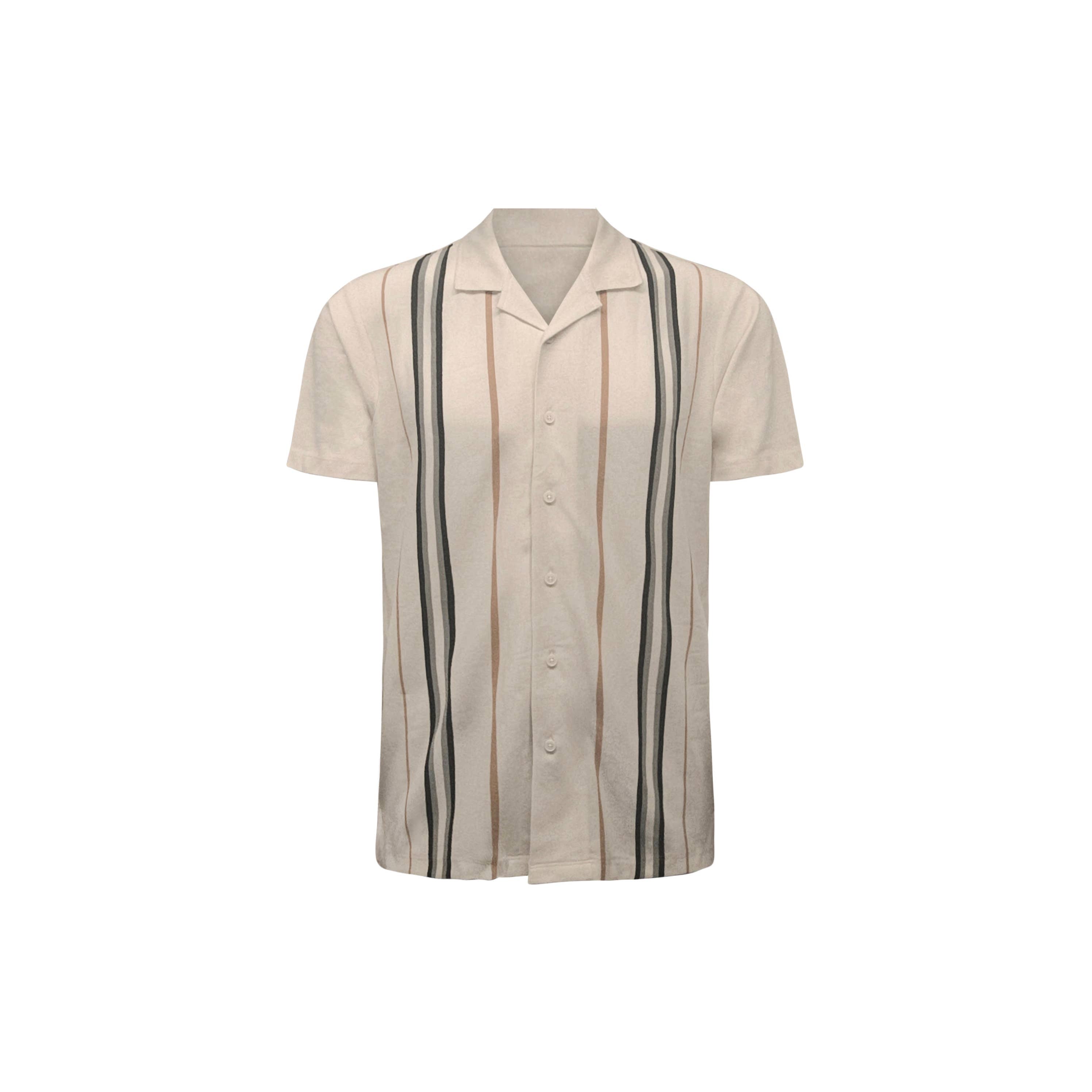 White Stripe Pique Camp Shirt