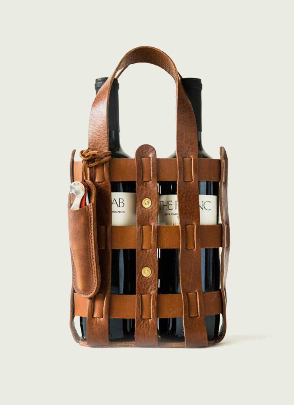 Full-Grain Leather Wine Tote