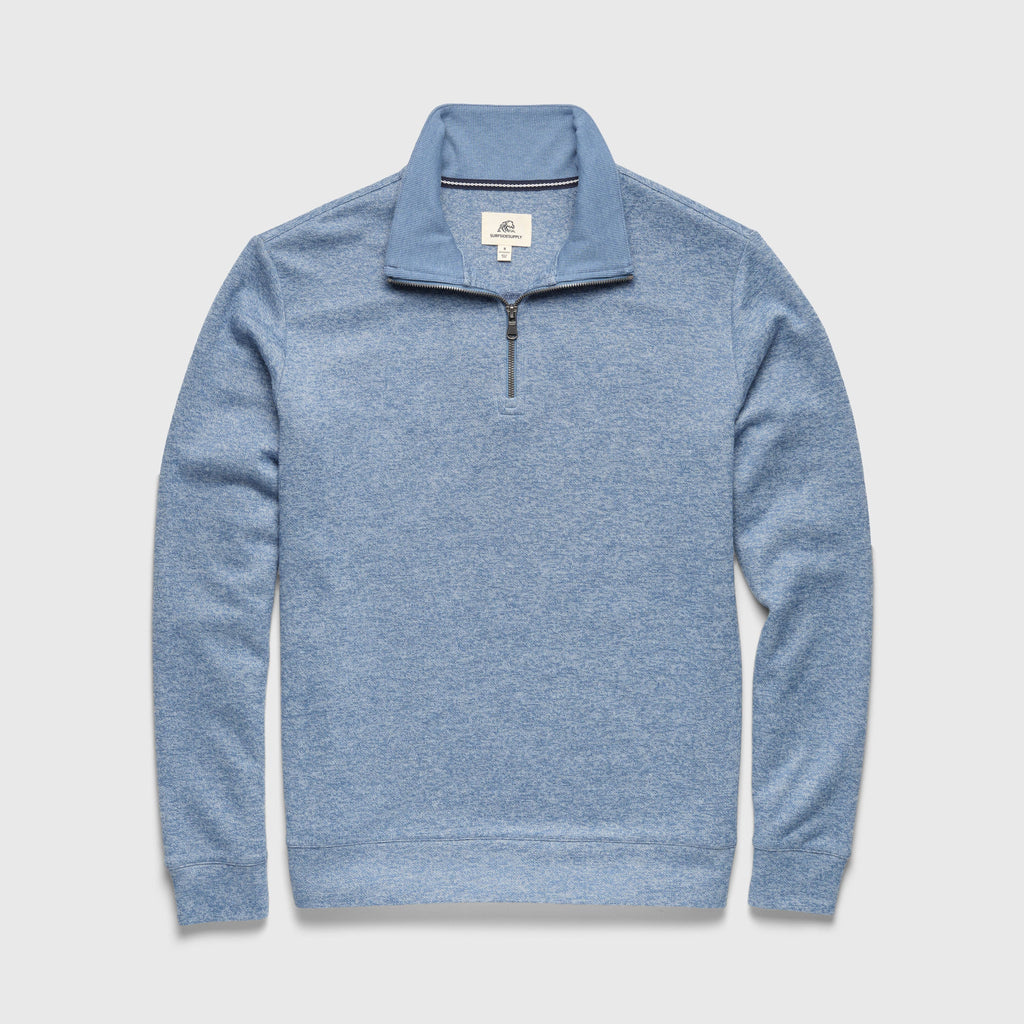 Heather Fleece Quarter Zip - Slate Blue