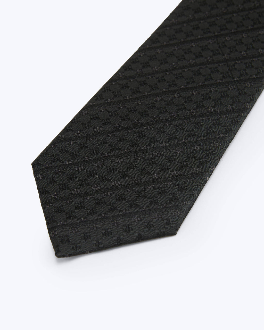 Subtle Cross Silk Jacquard Tie - Black