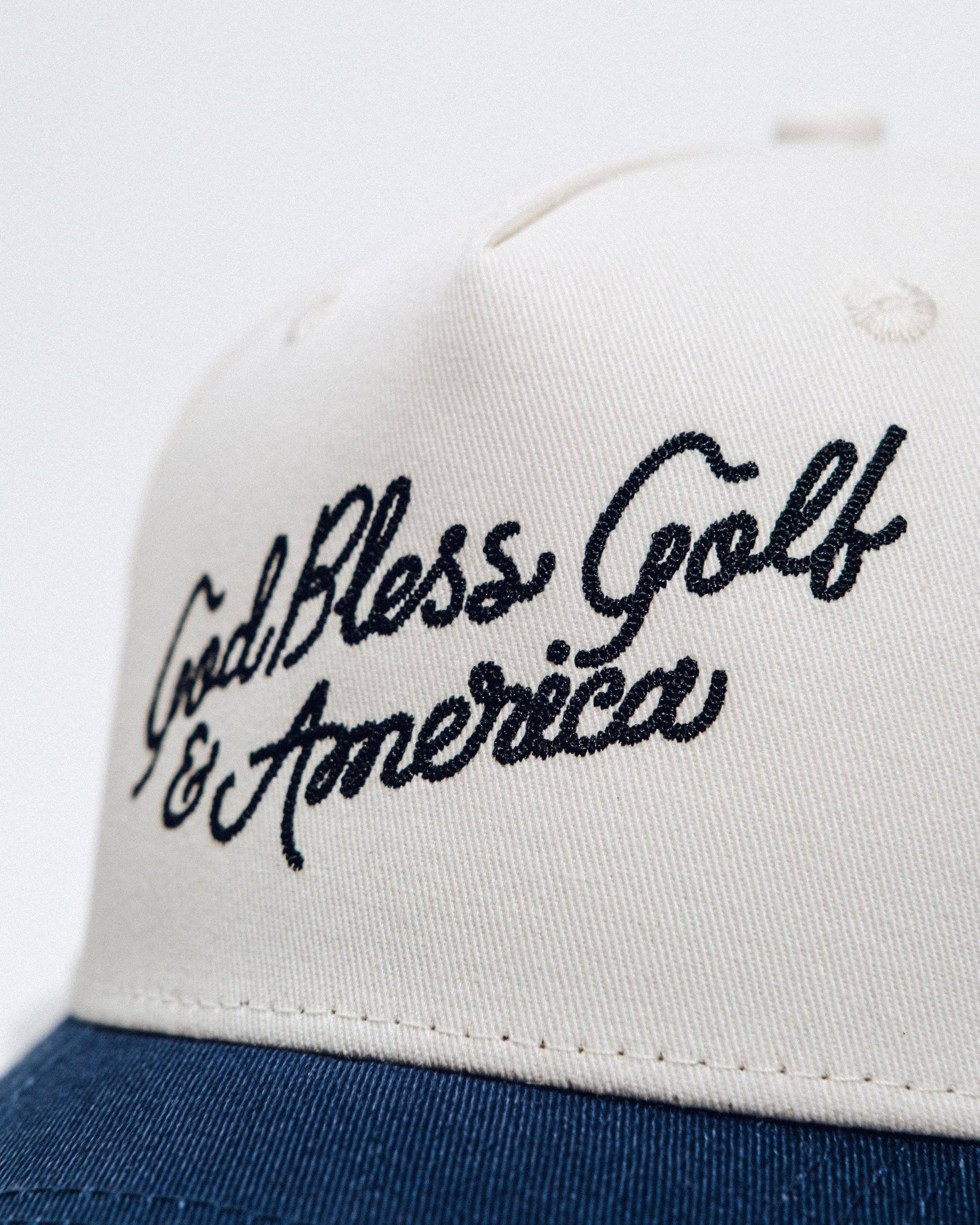 God Bless Golf + America Hat - Bone / Navy