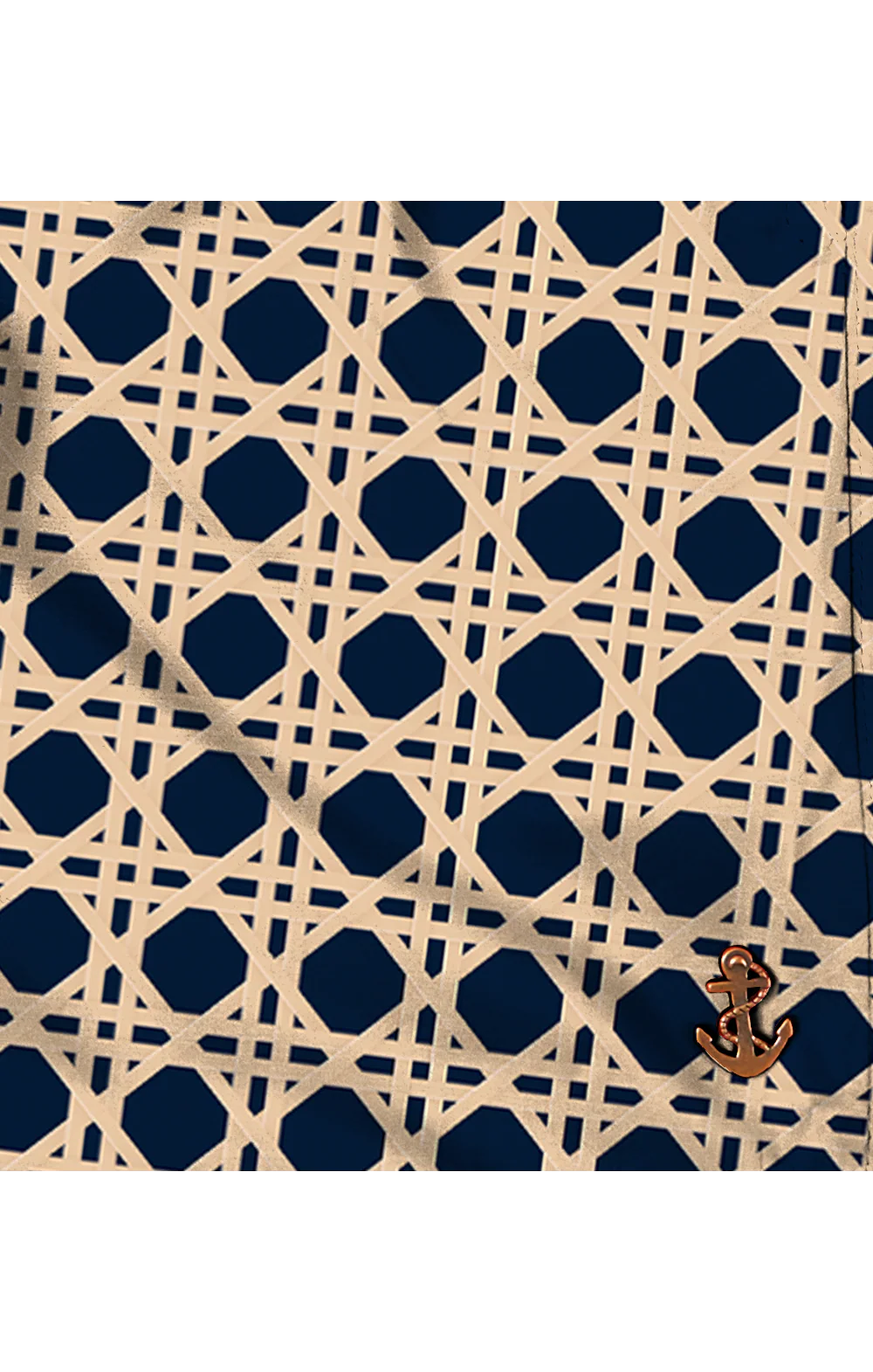 Navy & Beige Rattan Swim Short