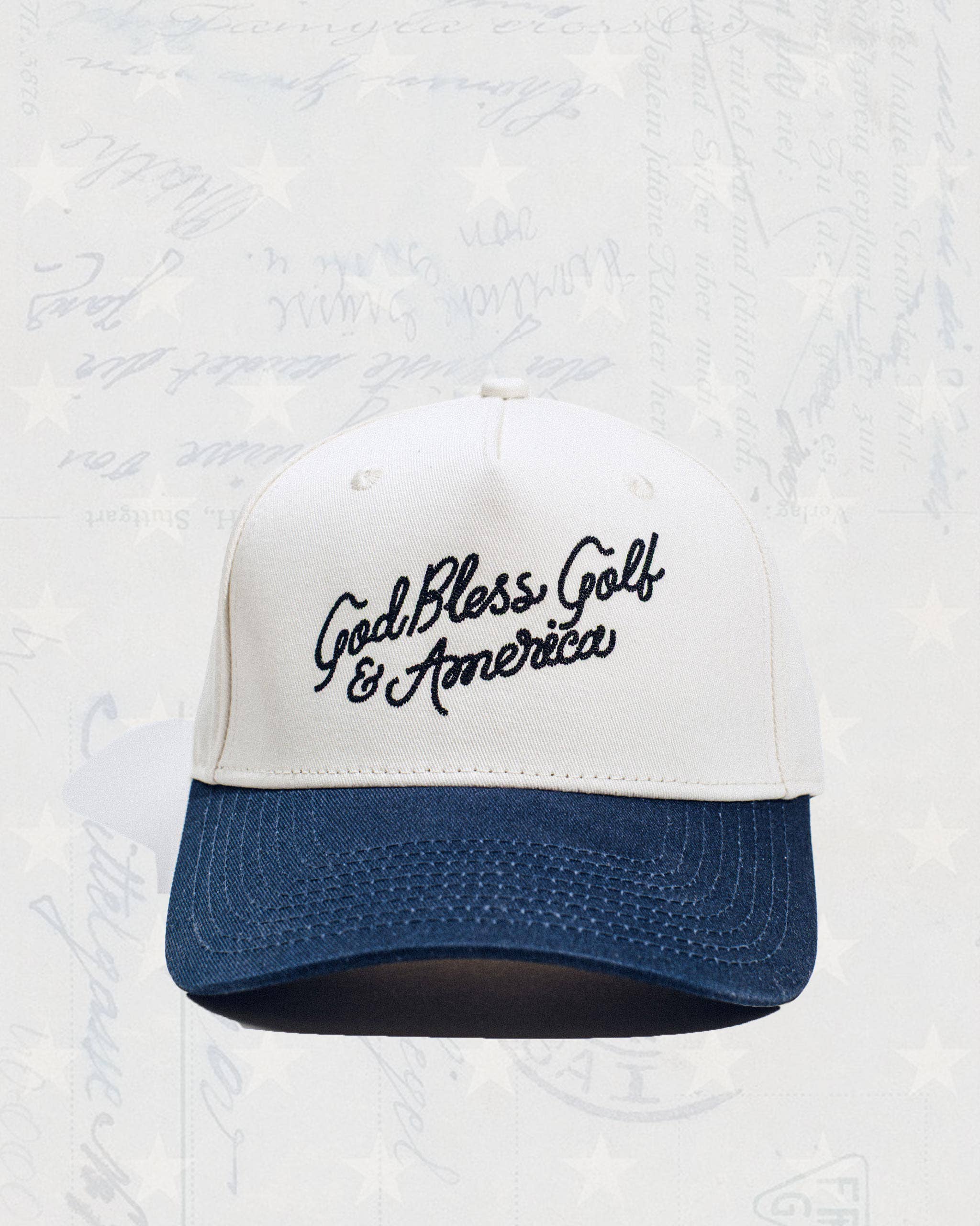 God Bless Golf + America Hat - Bone / Navy