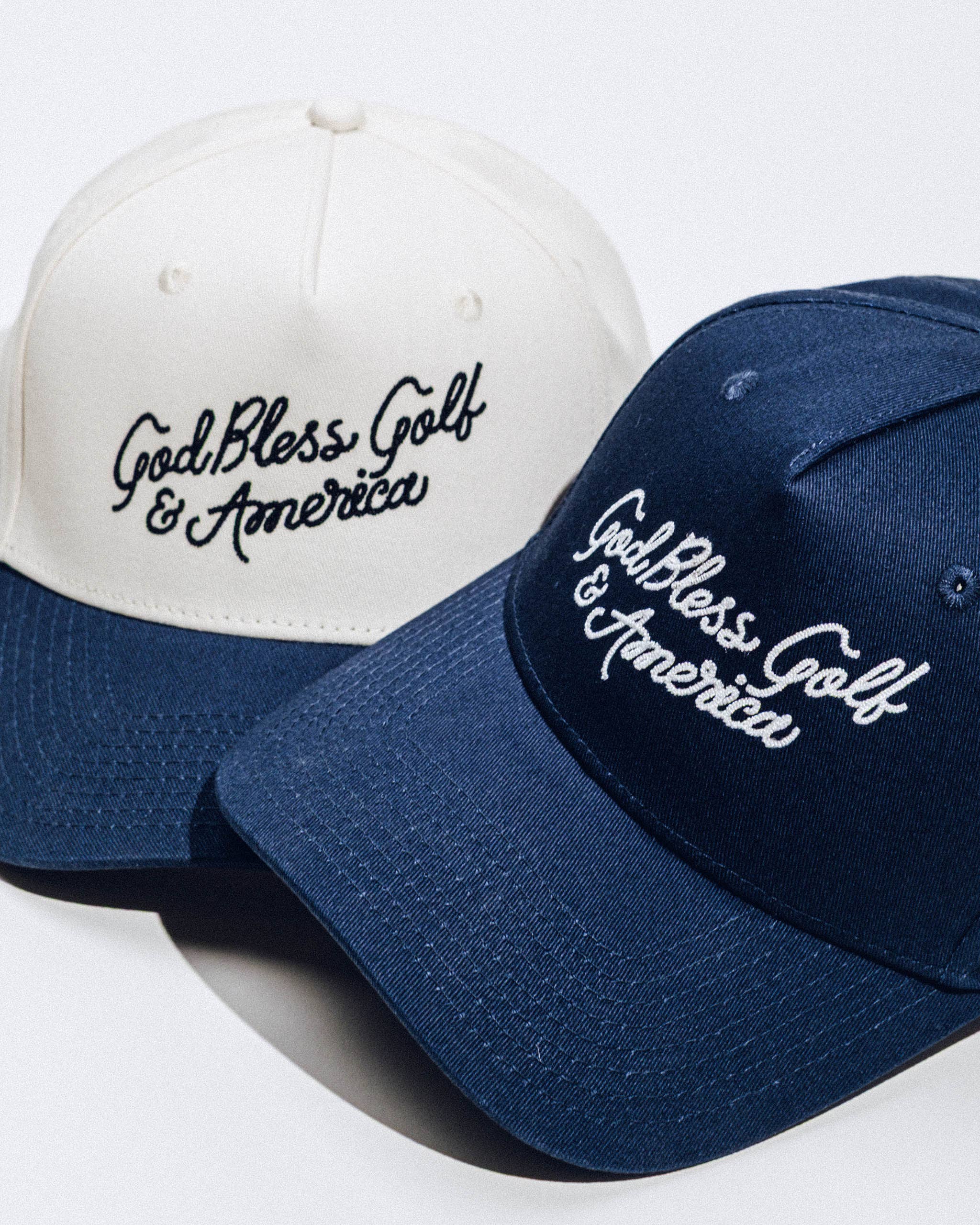 God Bless Golf + America Hat - Bone / Navy
