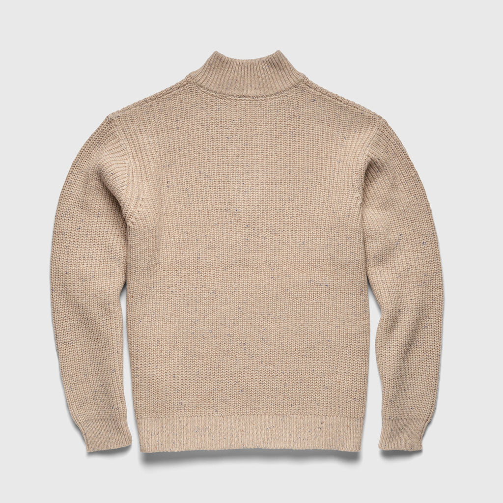 Cable Knit Quarter-Zip - Sand Speckle