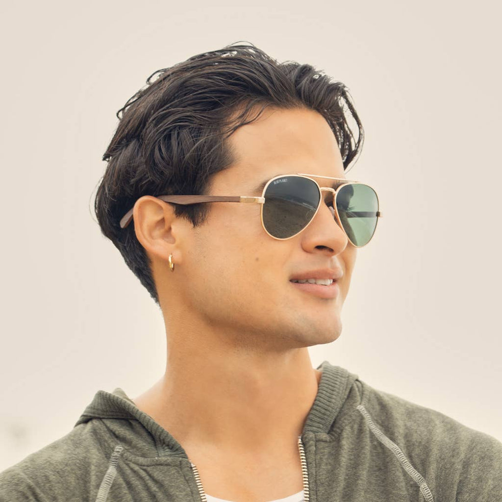 BP10364 - Mav - Gold + Walnut Wood Sunglasses