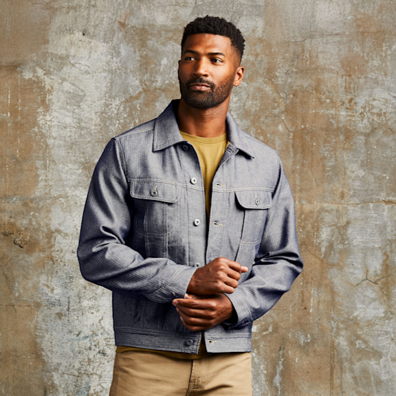 Indigo Herringbone Trucker Jacket
