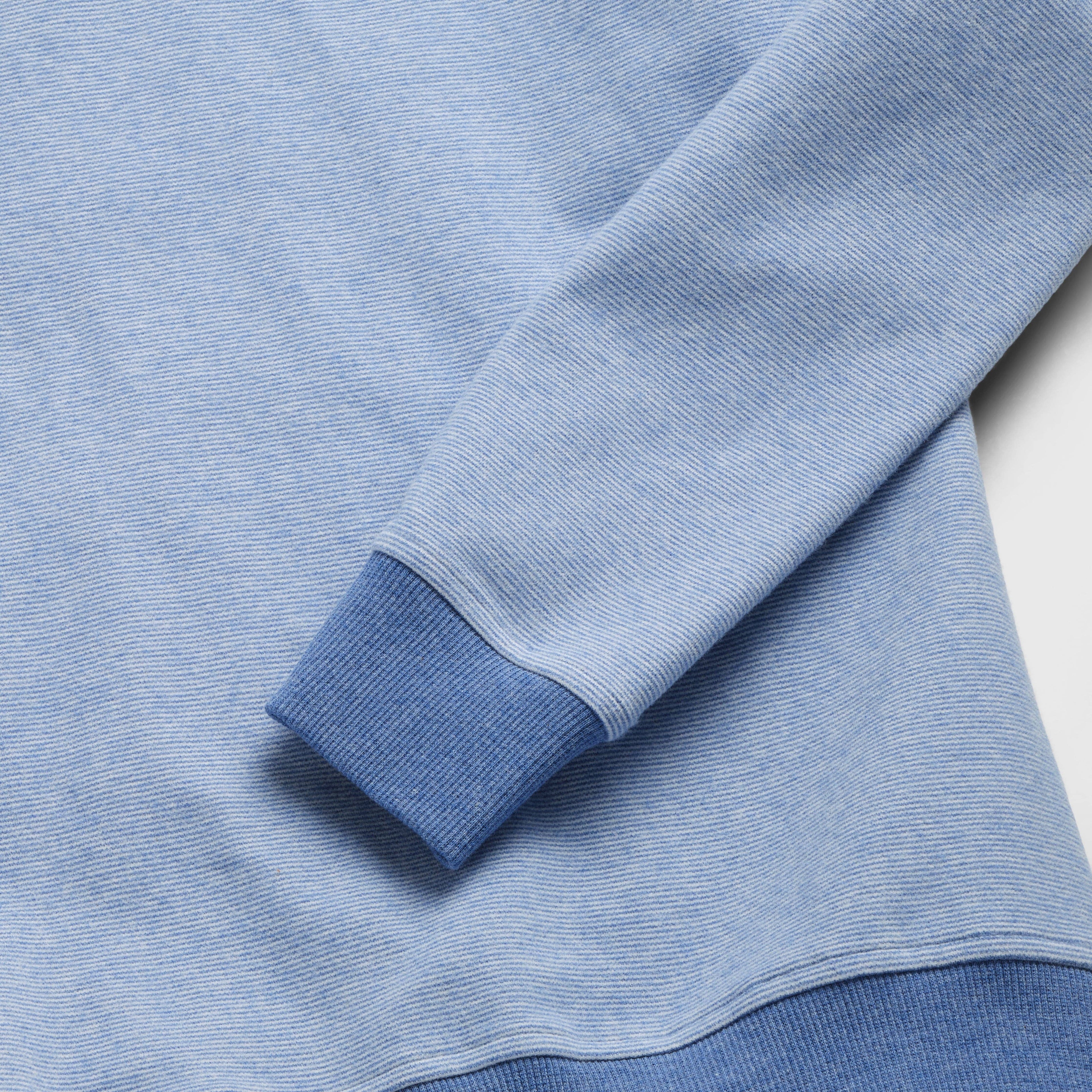 Stripe Fleece Quarter Zip - Sapphire Blue