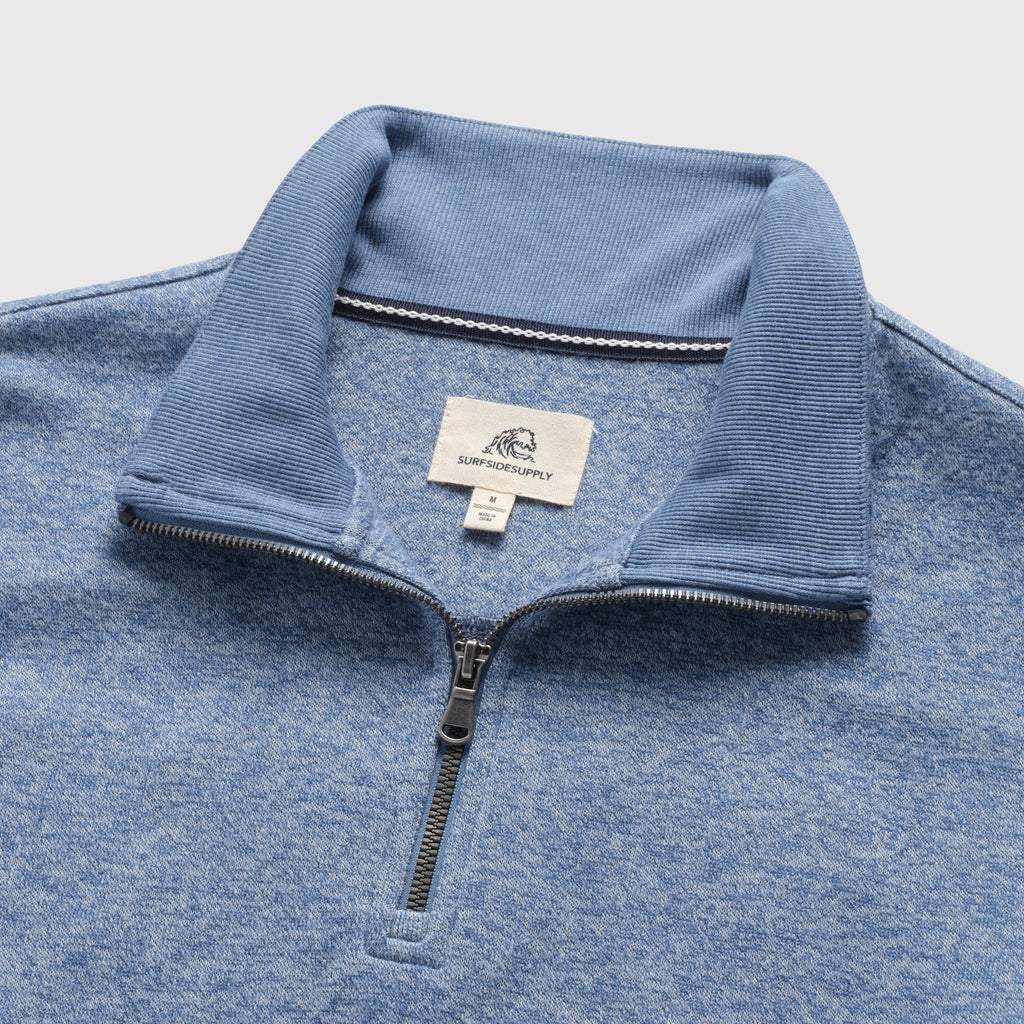 Heather Fleece Quarter Zip - Slate Blue