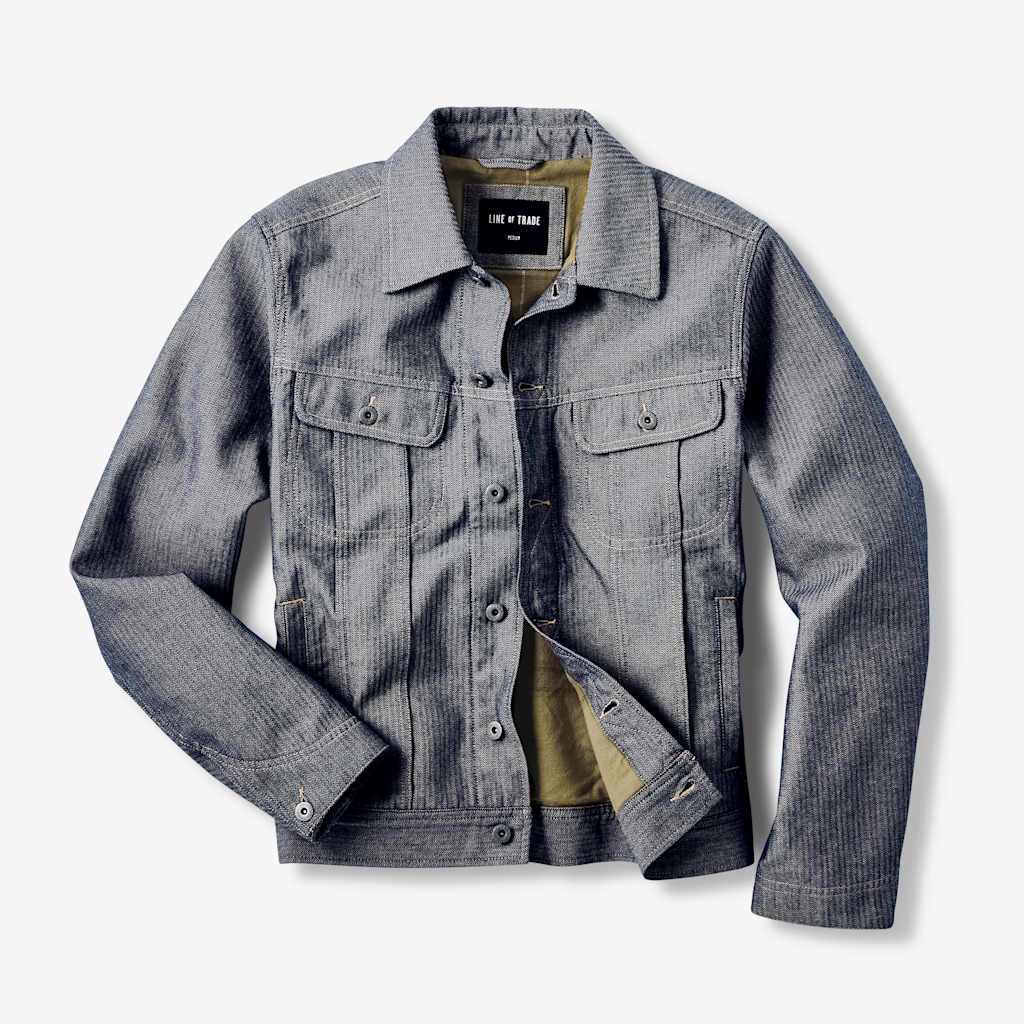 Indigo Herringbone Trucker Jacket