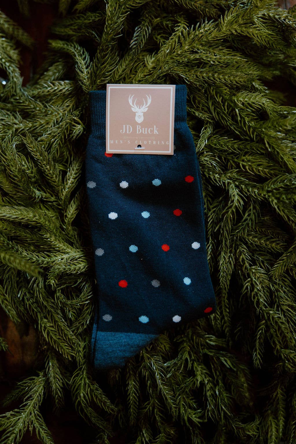 Navy + Multi Dot Socks