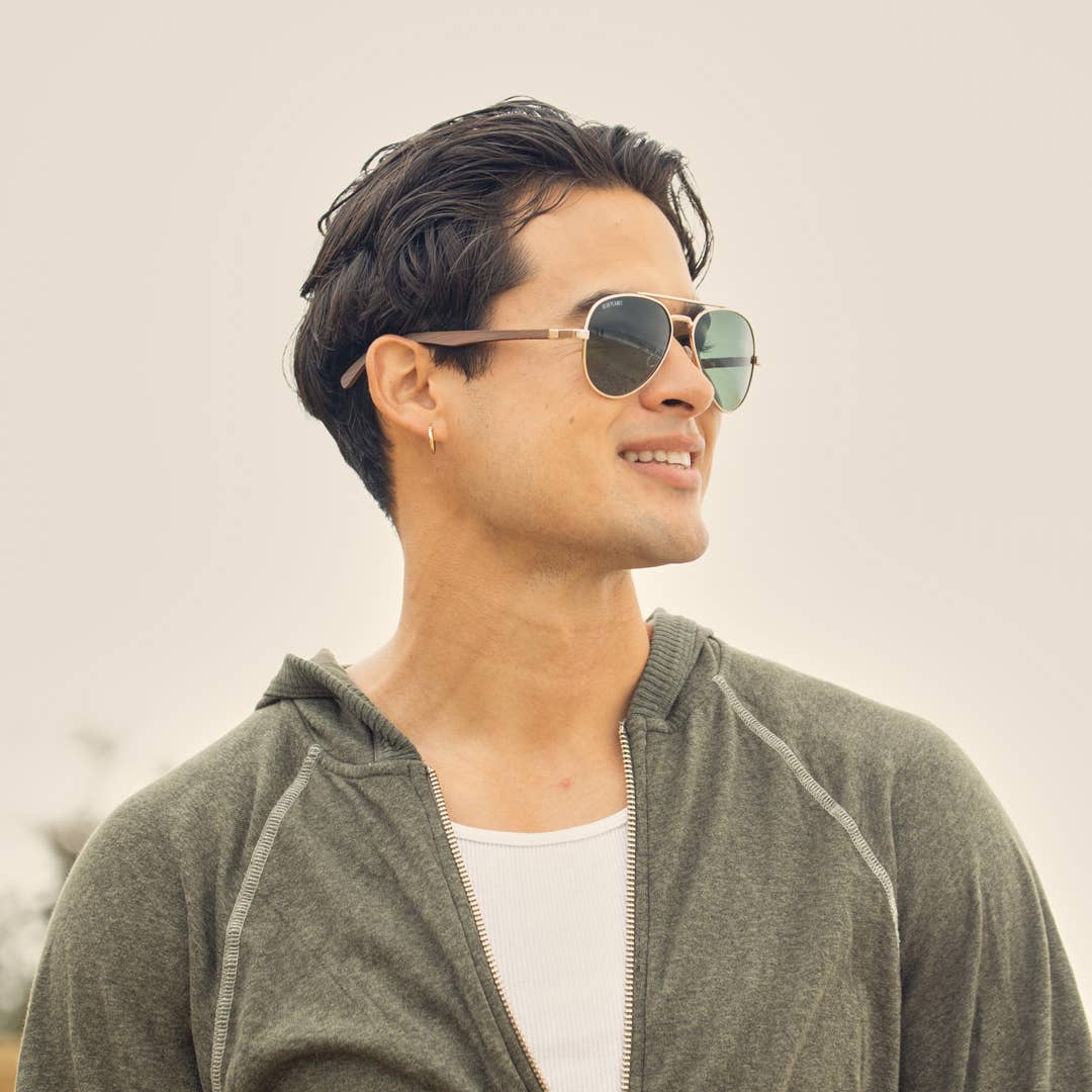 BP10364 - Mav - Gold + Walnut Wood Sunglasses