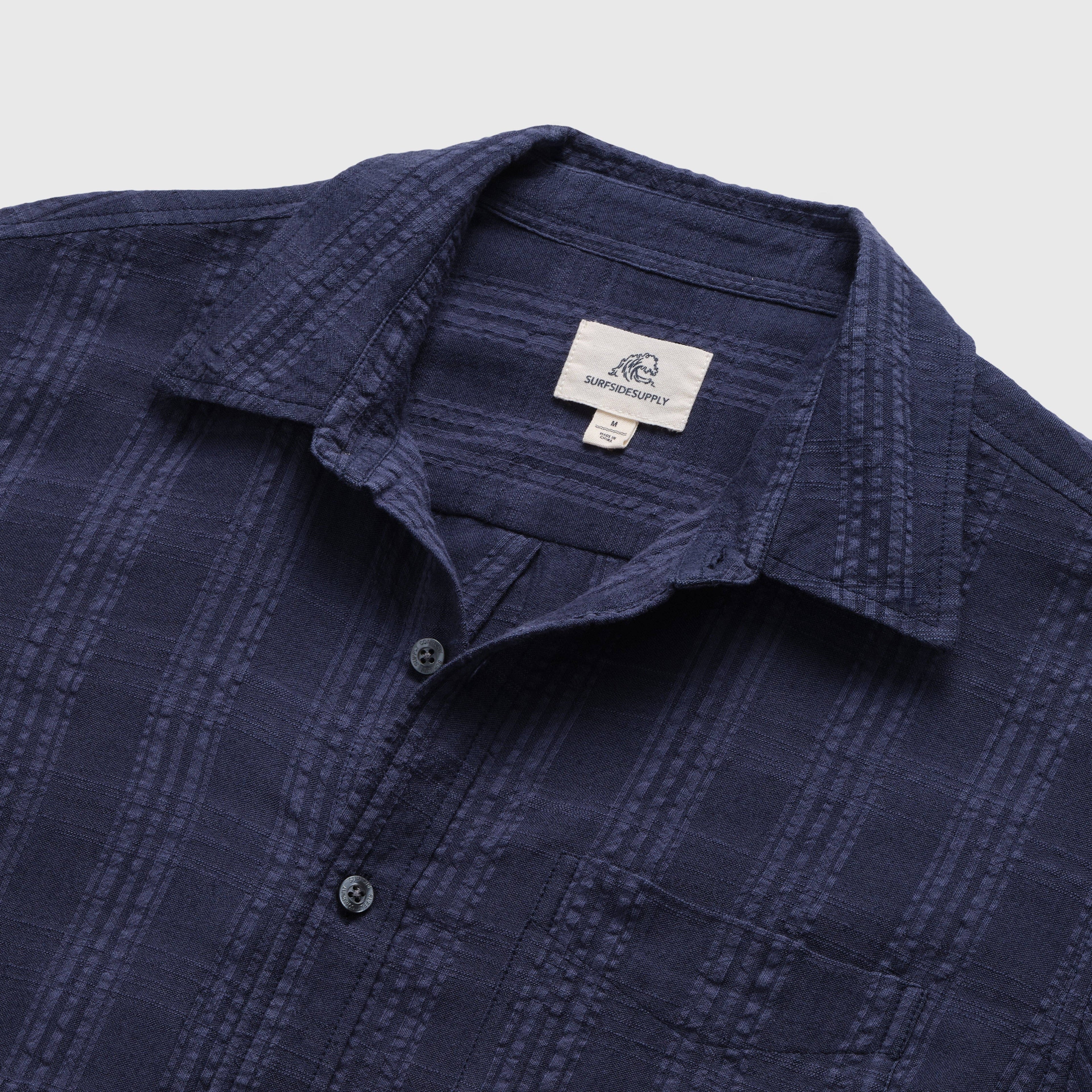 Textured Navy Stripe Shirt