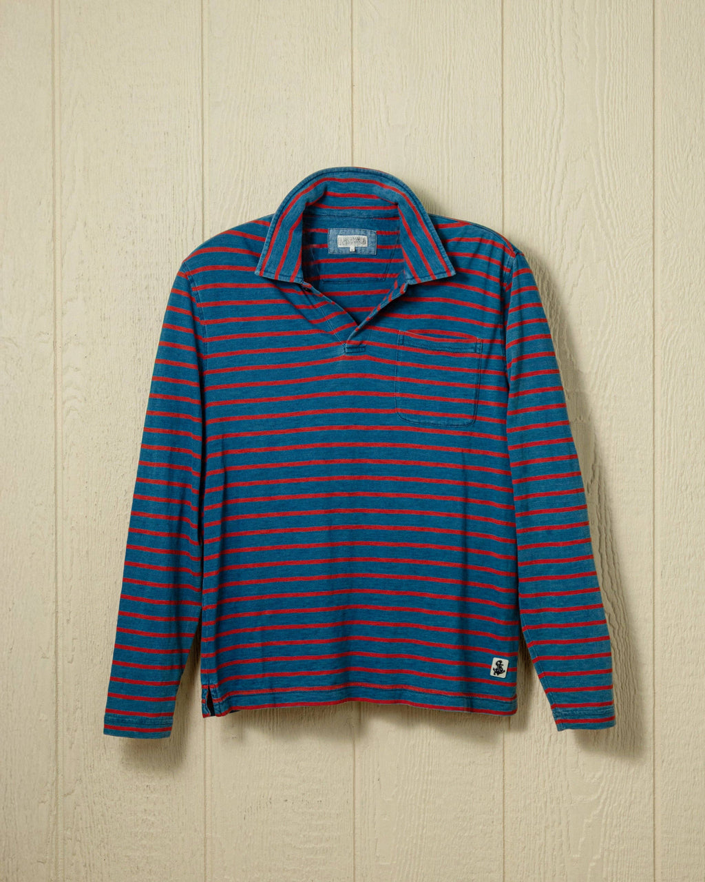 Long Sleeve Navy Red Stripe Polo