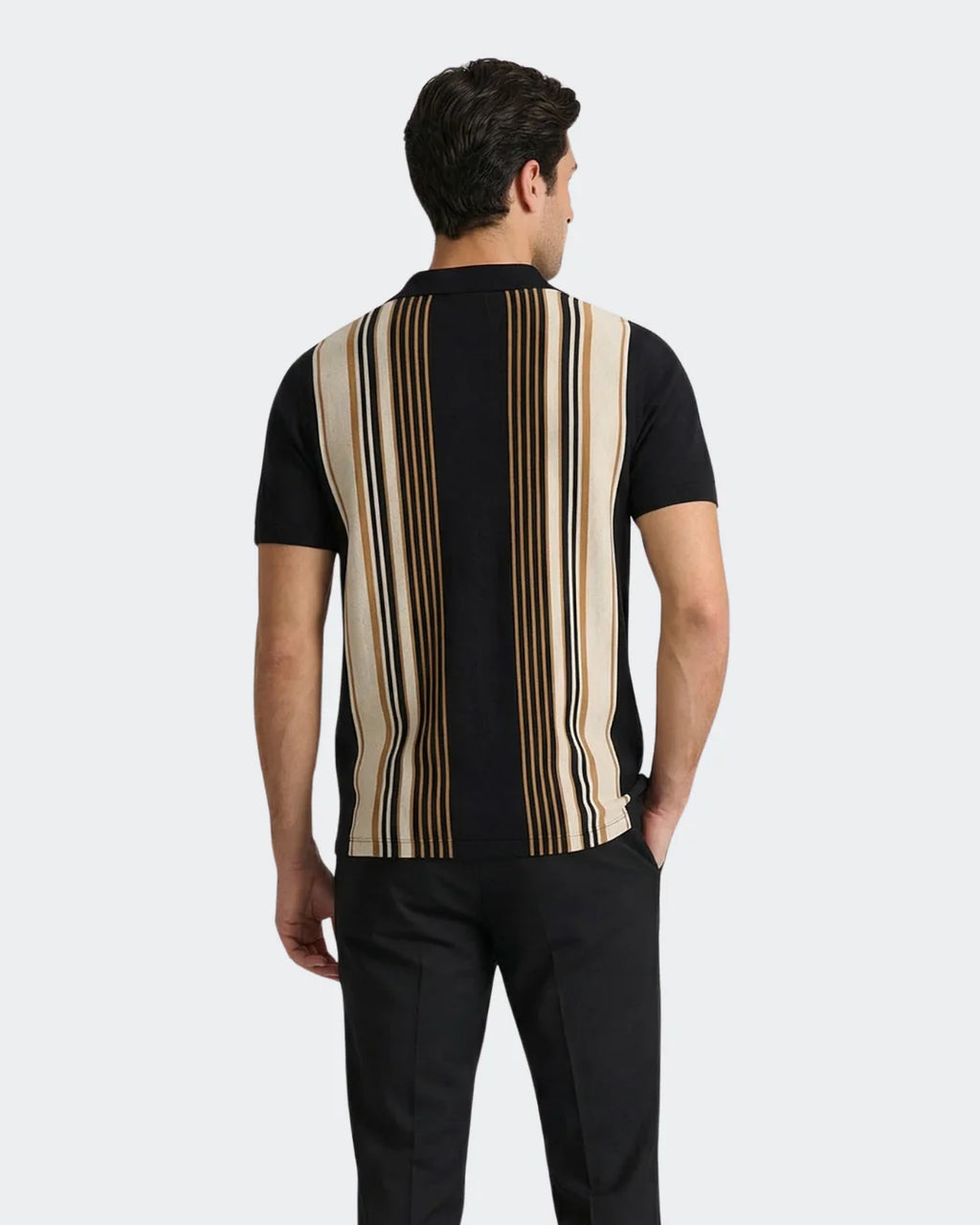 Black Stripe Pique Camp Shirt
