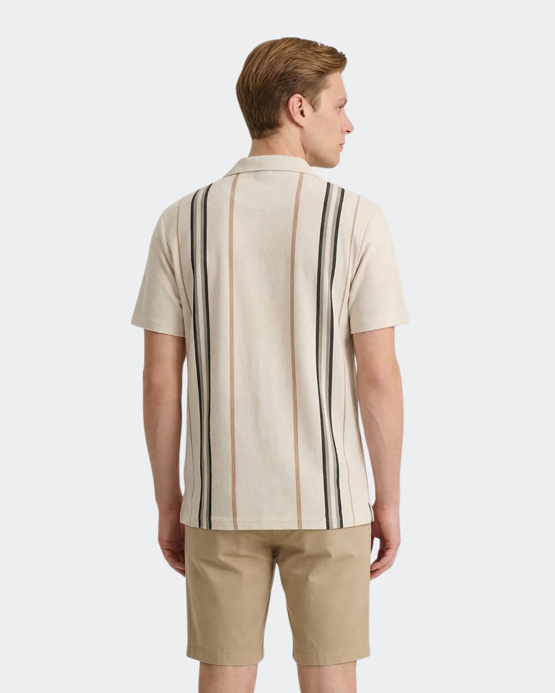 White Stripe Pique Camp Shirt